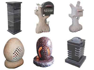 Mailboxes and lanterns