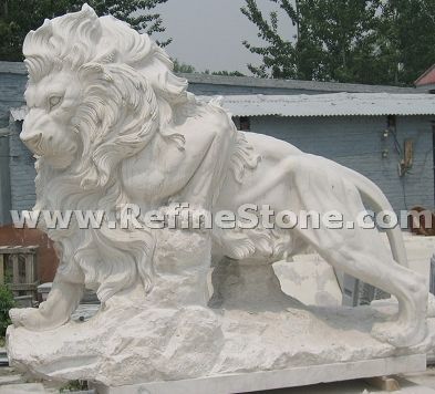 White marble lions carving
