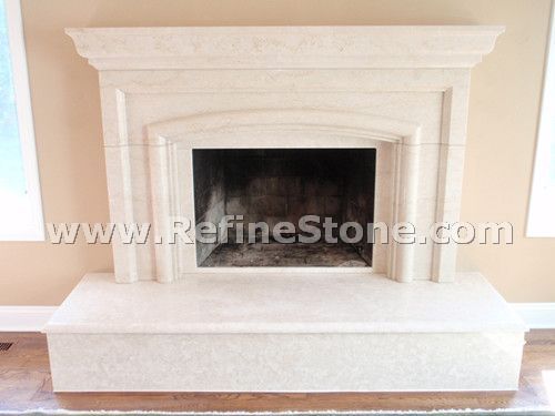 Discount Beige marble fireplace mantel