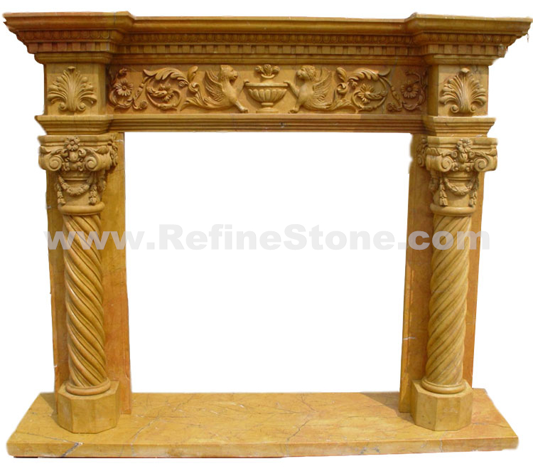 Yellow Limestone Marble fireplace Mantels