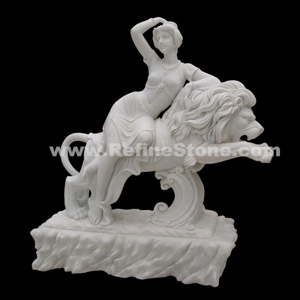 Woman with lion stone Sculpture