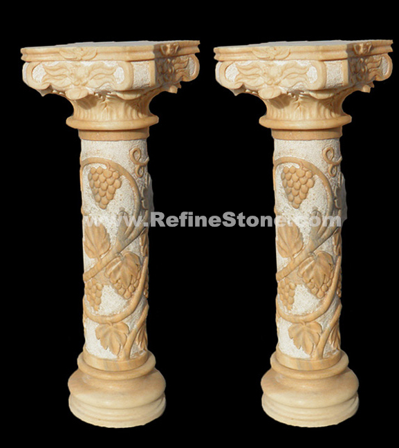 Beige Marble  Pillar Stone Column carving