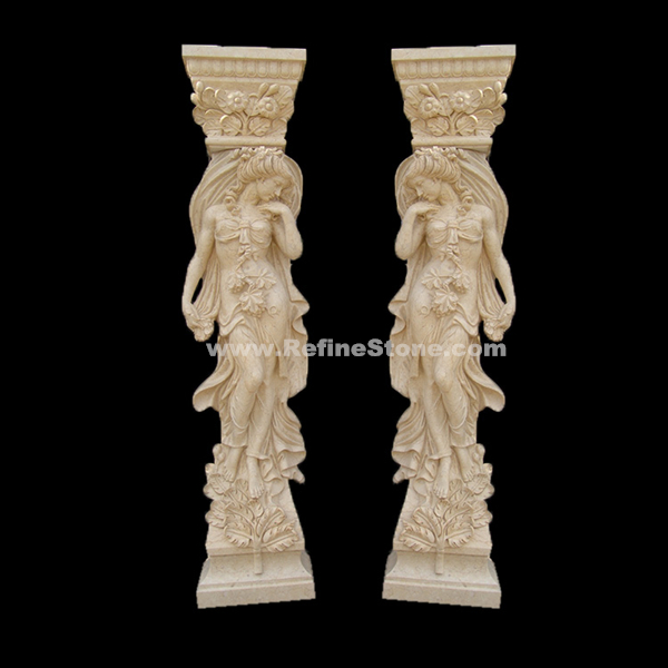 Human Marble Carving Columns