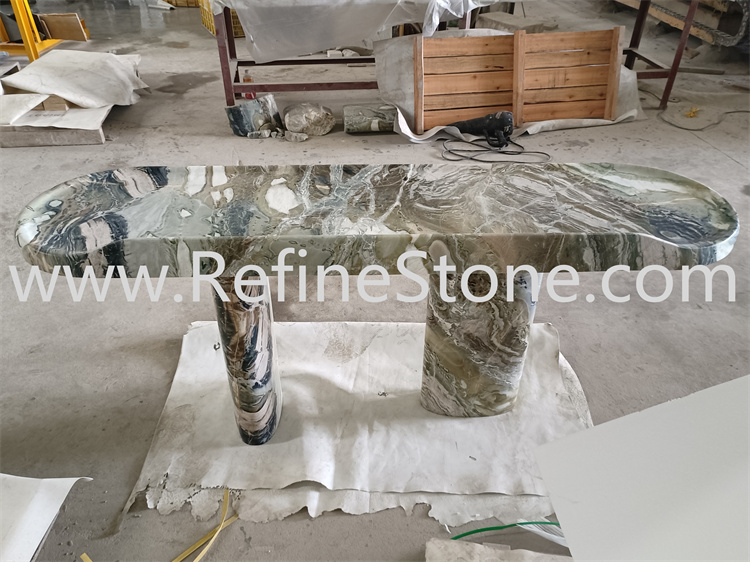 Forest green marble table