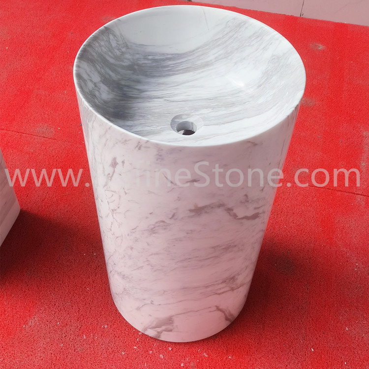 Volakas white marble pedestal sink