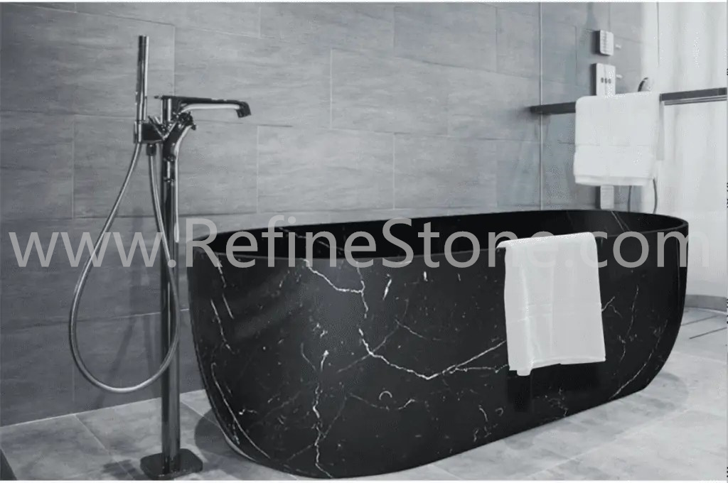 Black marble bathtub