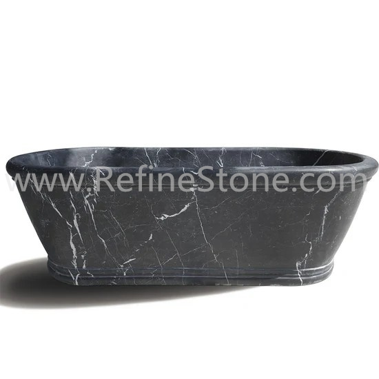 Black marble bathtub